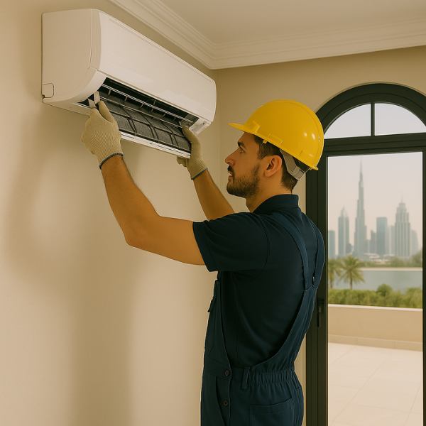 AC installation services by SSTS Fitout in Dubai