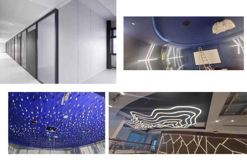 Gypsum partition and ceiling work in Dubai interiors