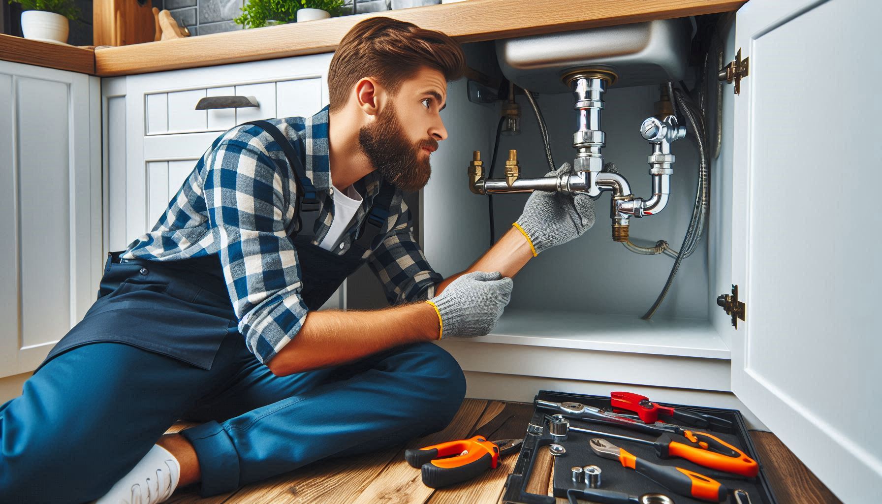 Plumber repairing leak in Dubai home