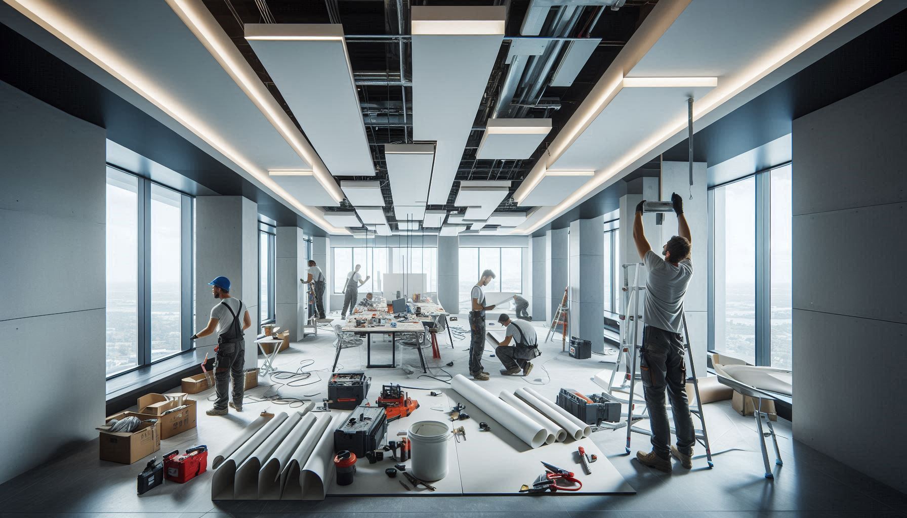 Sleek gypsum partitions and ceilings