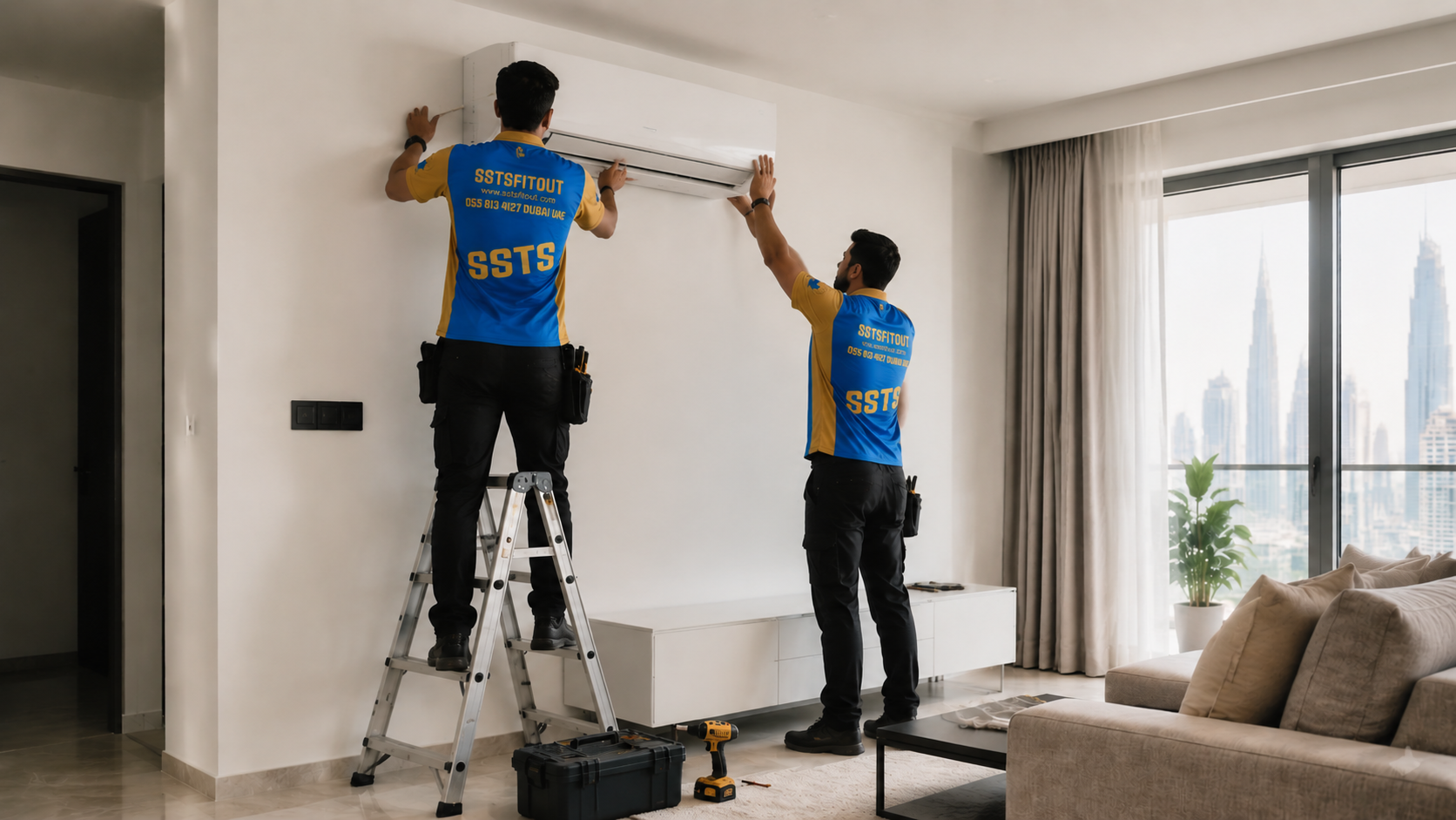 AC Installation | SSTS Fitout DEWA compliant AC installation Dubai — split unit installation by SSTS Fitout