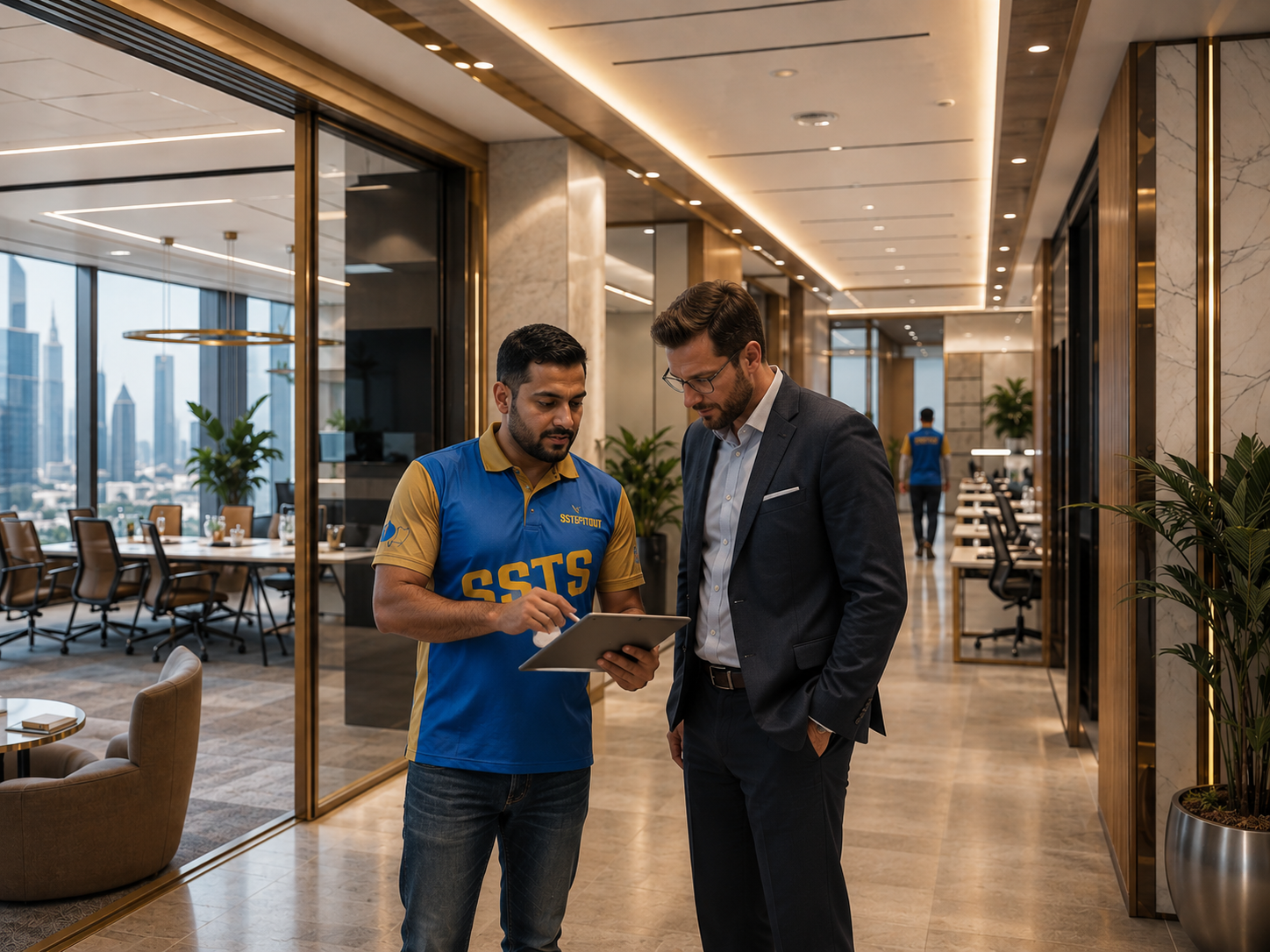 Corporate office fitout Dubai — completed workspace by SSTS Fitout