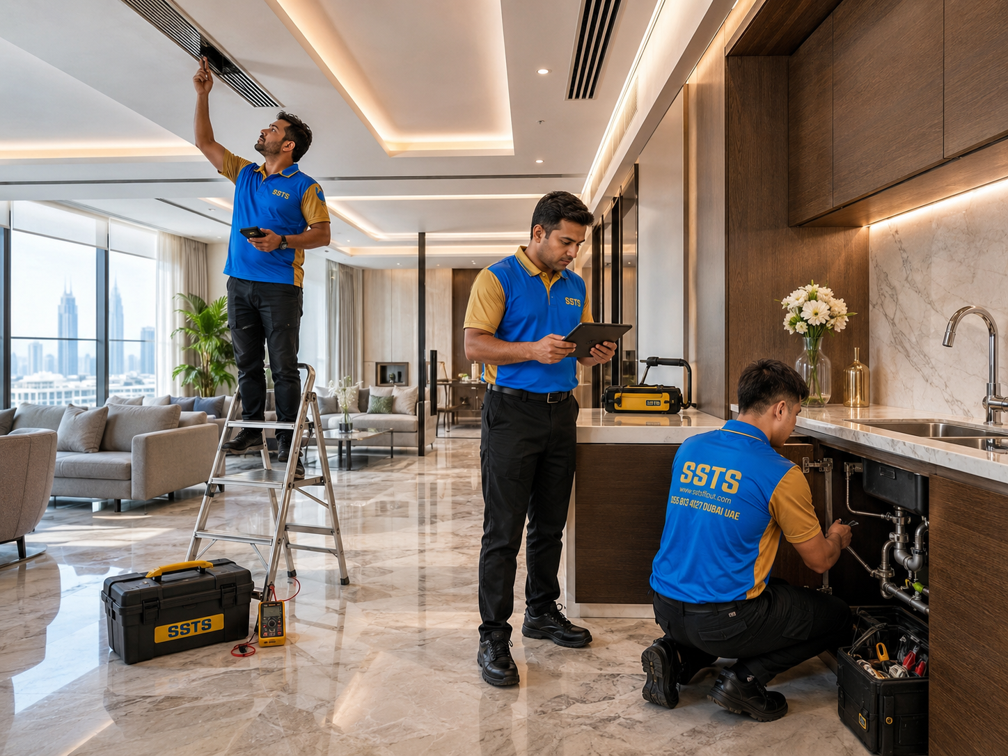 AMC Services (Annual Maintenance Contracts) | SSTS Fitout Annual maintenance team working in Dubai villa