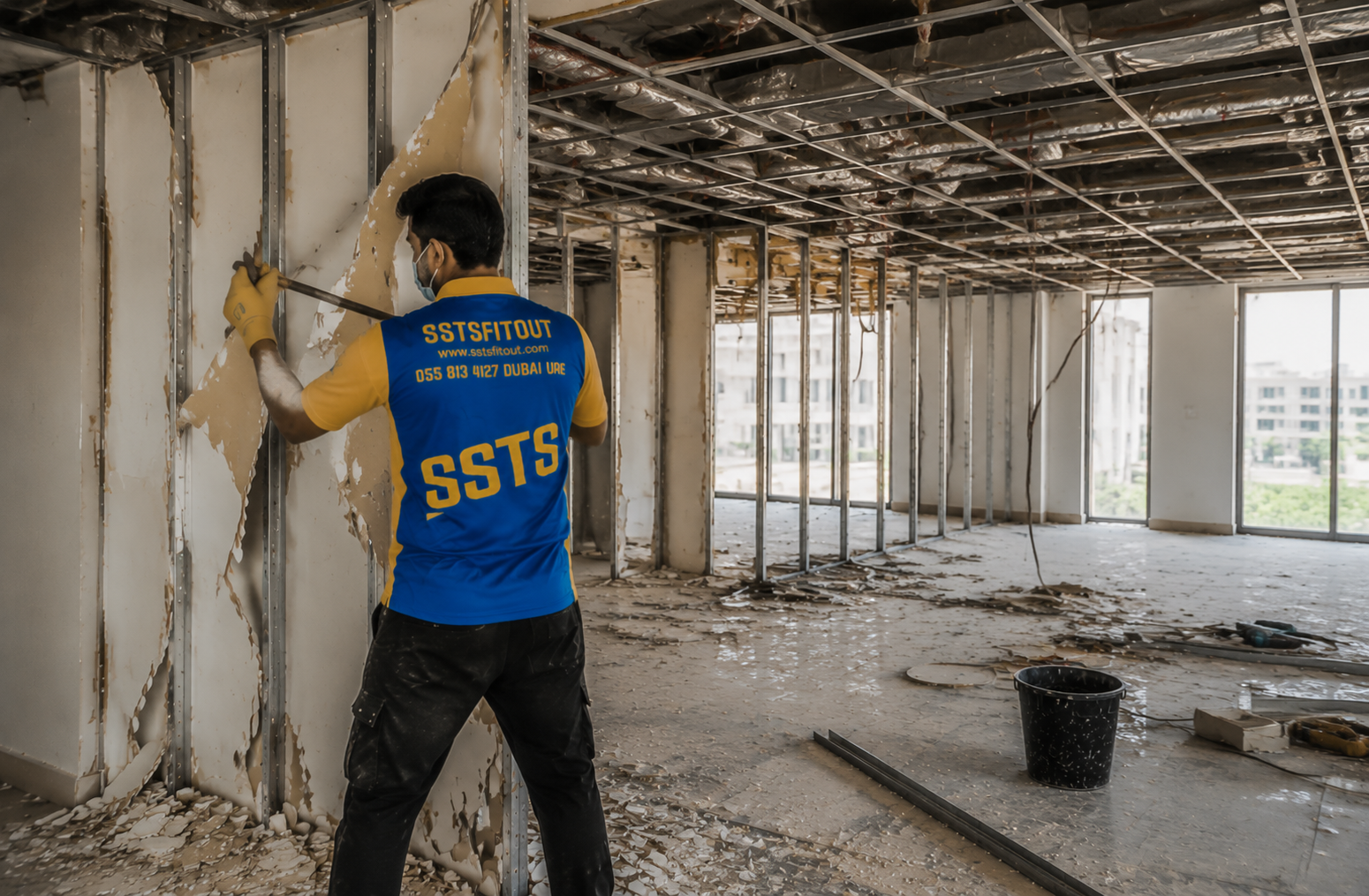 Gypsum ceiling partition removal Dubai