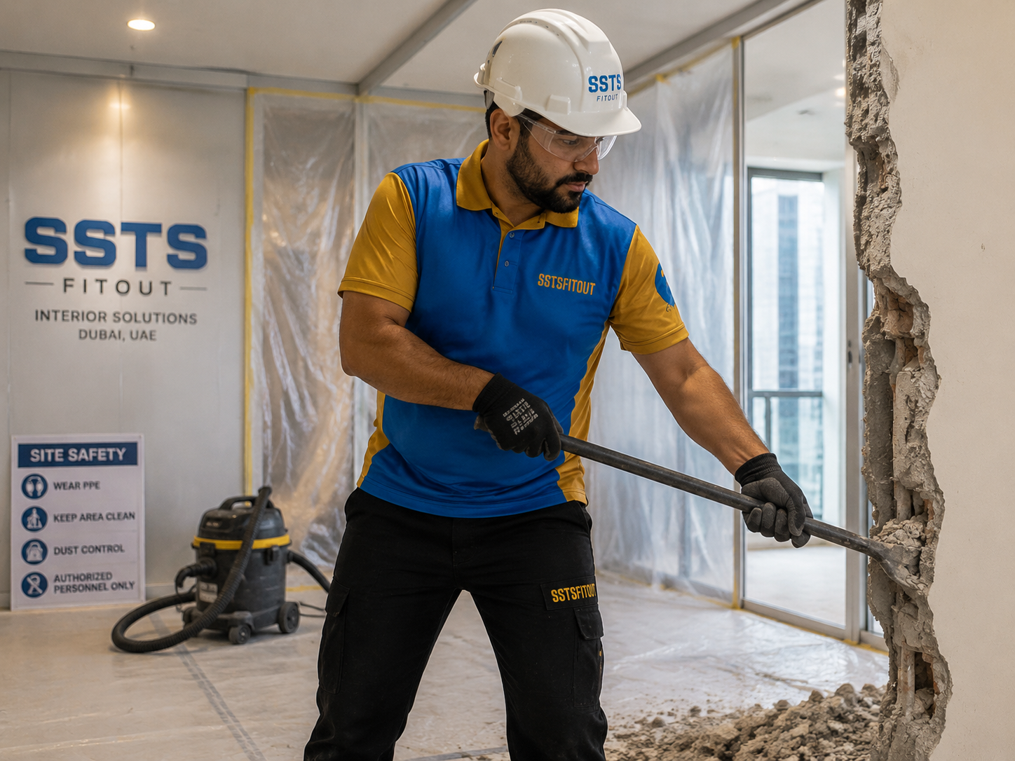 Professional interior demolition work in Dubai apartment